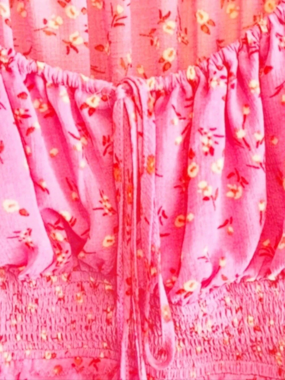 Free People Lolita Smocked Pink Floral Blouse